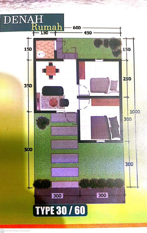 foto denah rumah tipe 30/60 perumahan GAMERSI RESIDENCE