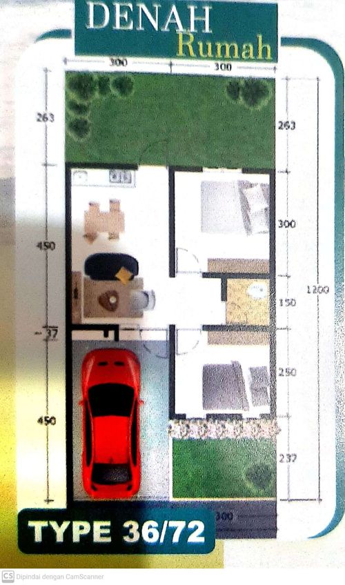 foto denah rumah tipe 36/72 perumahan GAMERSI RESIDENCE