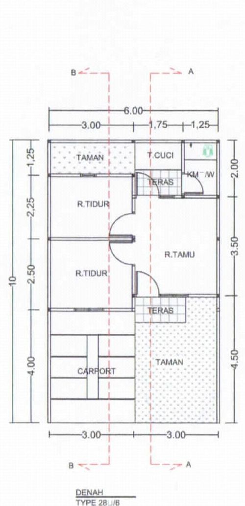 foto denah rumah tipe 28 Single perumahan GREEN HARMONY RESIDENCE