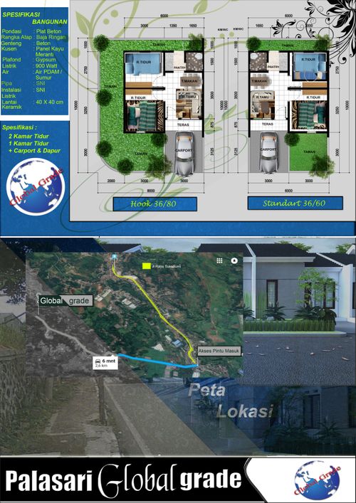 foto denah rumah tipe 36/60 perumahan PALASARI GLOBAL GRADE