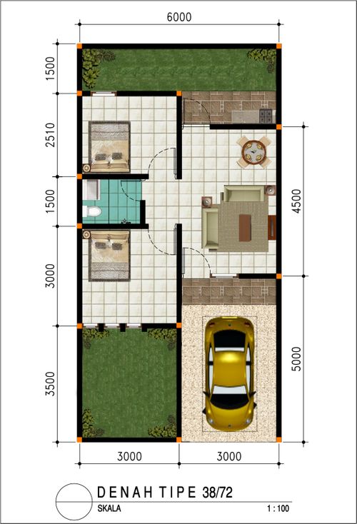foto denah rumah tipe 38/72 perumahan CENDANA RESIDENCE
