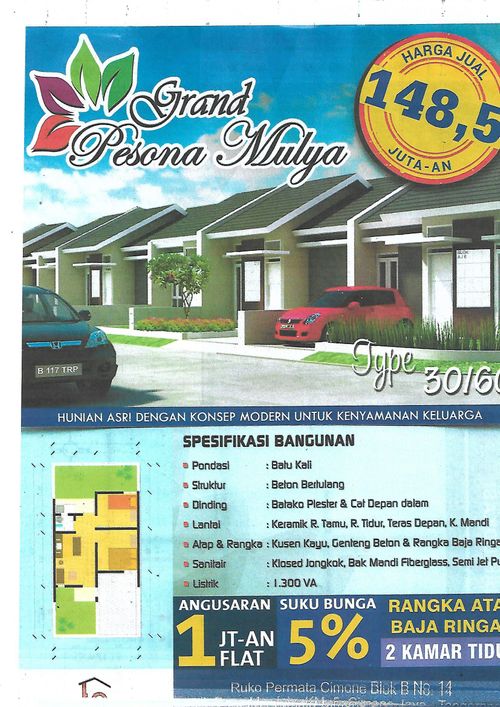 foto denah rumah tipe 30/60 perumahan Grand Pesona Mulya