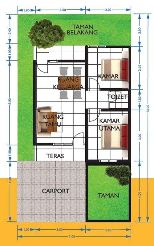 foto denah rumah tipe 36/91 M2 perumahan GOBA INDAH RESIDENCE