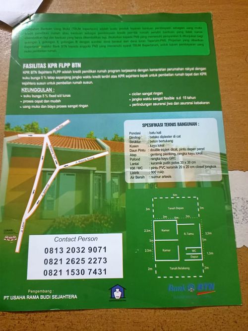 foto denah rumah tipe 30/60 perumahan BUKIT SUKASARI MUKTI