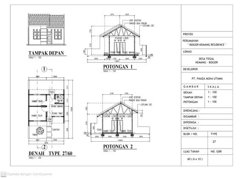 foto denah rumah tipe 27/60 perumahan Bogor Kemang Residence