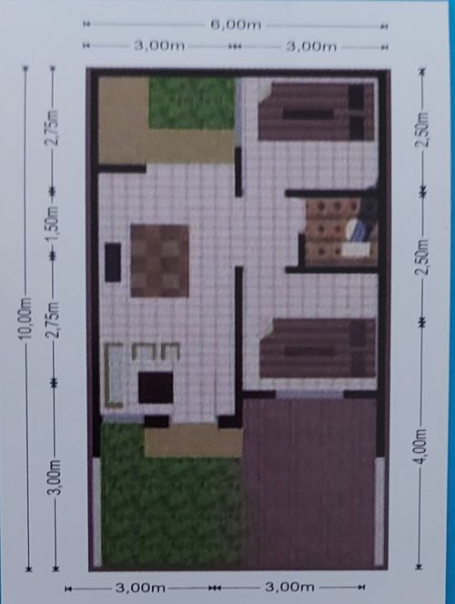foto denah rumah tipe 40/72 perumahan Villa Setu Permai 1