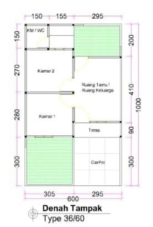 foto denah rumah tipe 36/60 perumahan Graha Sidomukti