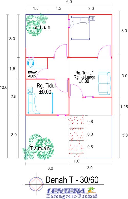 foto denah rumah tipe 30/68 perumahan Lentera Karangroto Permai