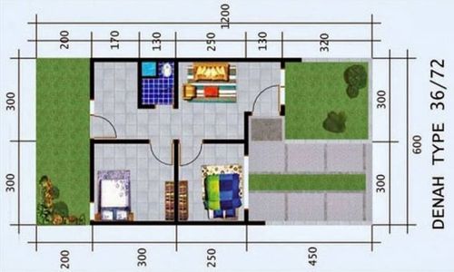 foto denah rumah tipe 36/72 perumahan Griya Parhon Regency