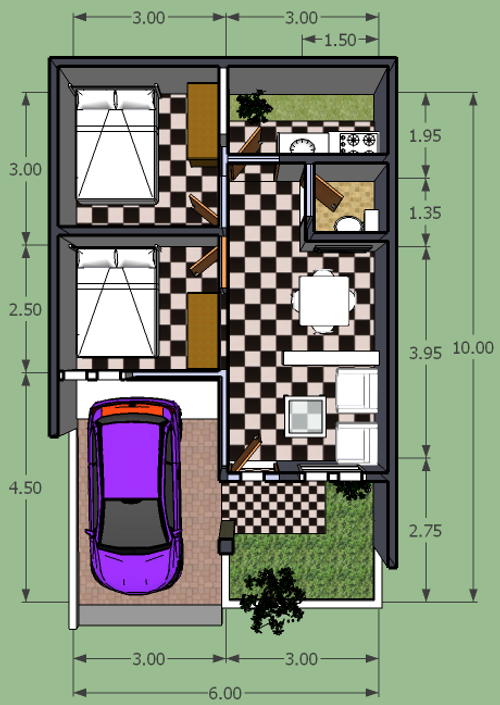 foto denah rumah tipe 36/60 perumahan Bukit Ciharalang Indah
