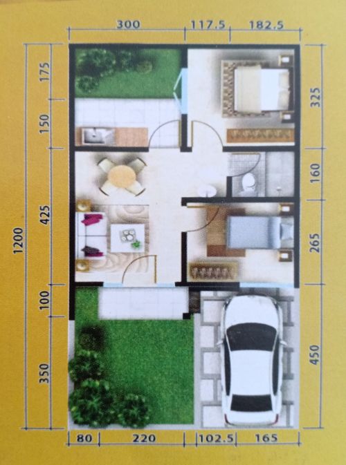 foto denah rumah tipe 36 perumahan Cluster mutiara korelet2