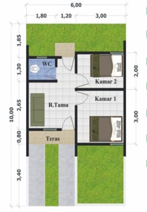foto denah rumah tipe 30/60 perumahan GRAND AMELIA