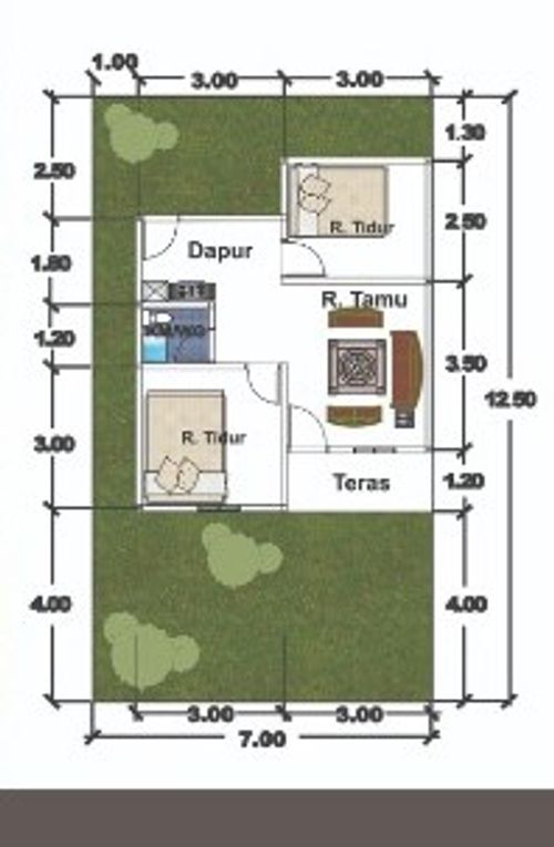 foto denah rumah tipe 36 perumahan Rorinata Residence Sukamaju Tahap 10