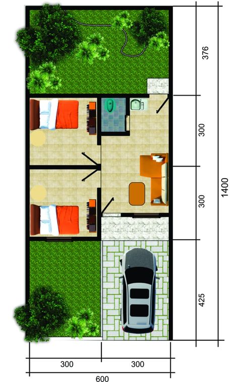 foto denah rumah tipe 36/90 perumahan Bukit Harapan Masamba
