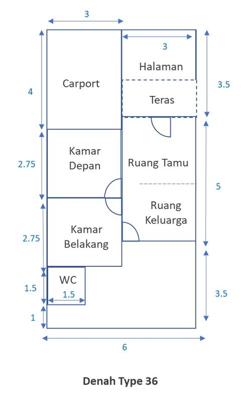 foto denah rumah tipe 36 perumahan Perumahan Pubian Jaya Lestari II