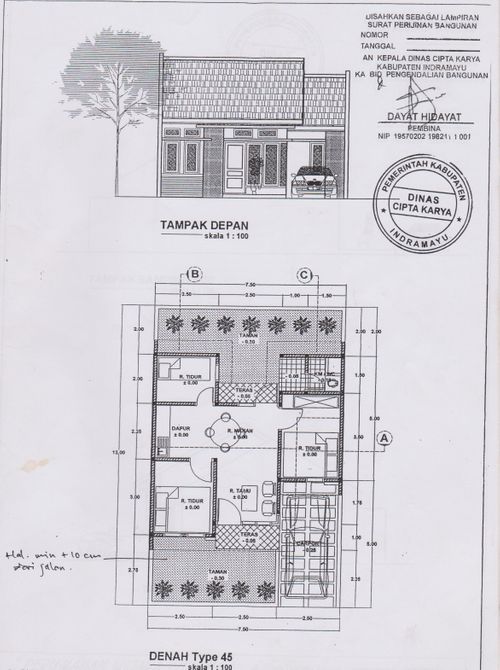 foto denah rumah tipe 45/90 perumahan Wijaya Kusuma