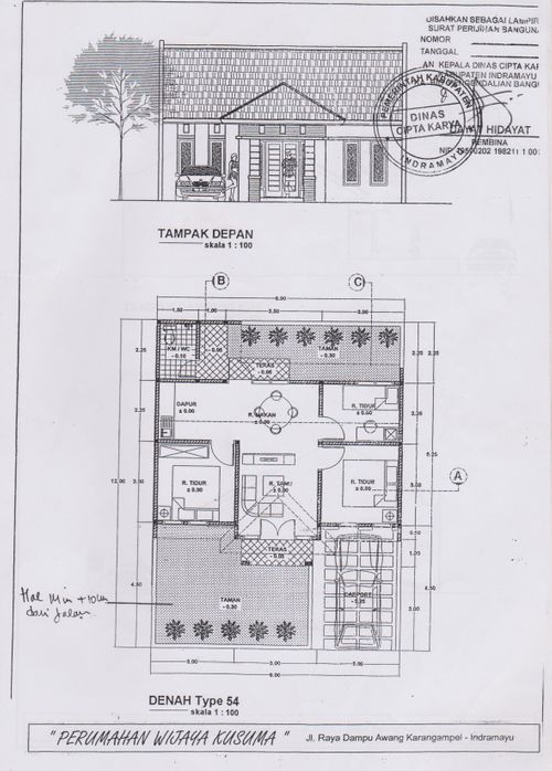 foto denah rumah tipe 54/108 perumahan Wijaya Kusuma