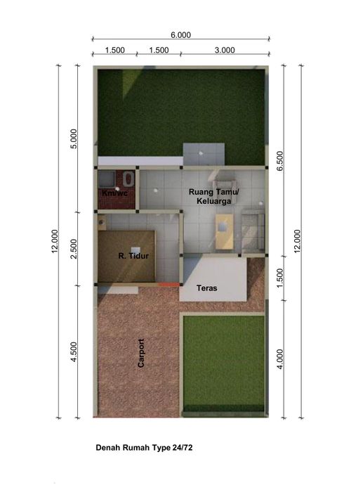 foto denah rumah tipe 24 / 72 perumahan Gilih Asri Residence