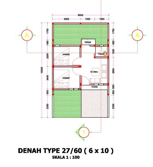 foto denah rumah tipe FLPP 2021 perumahan Purwasari Indah