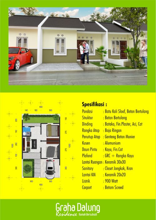 foto denah rumah tipe 30/60 perumahan GRAHA DALUNG RESIDENCE