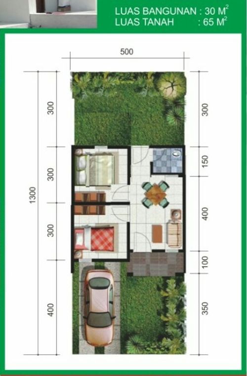 foto denah rumah tipe 30/65 perumahan GRIYA MUTIARA II