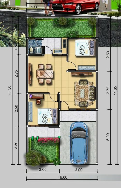 foto denah rumah tipe 36/70 perumahan Green Adelia Residence
