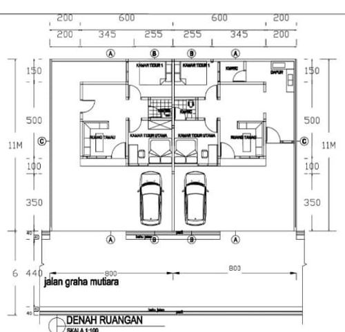 foto denah rumah tipe 36/88 perumahan Graha Mutiara