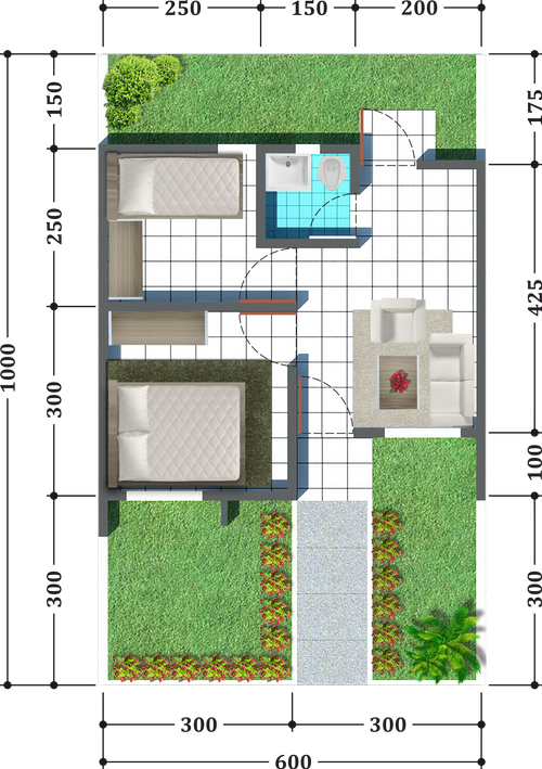 foto denah rumah tipe 30/60 perumahan BENTENG MUTIARA MAS