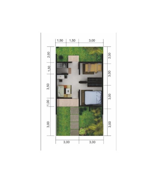 foto denah rumah tipe 30/66 perumahan Taman Sakura 