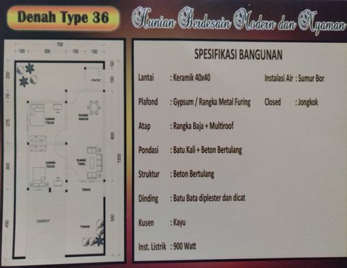foto denah rumah tipe 36/91 perumahan GRIYA GEMILANG RESIDENCE