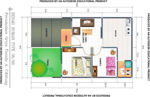 foto denah rumah tipe 36/60 perumahan GRIYA FAMILY 4 CIBITUNG 