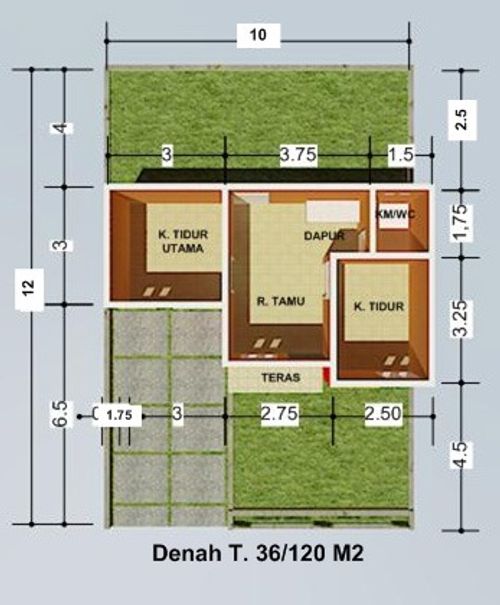 foto denah rumah tipe 36/120 perumahan BUMI MAS 2