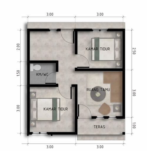 foto denah rumah tipe 36 perumahan Puri Gading Emas Residence Cadek