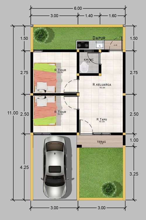 foto denah rumah tipe 30/66 perumahan Panorama Kelor Permai