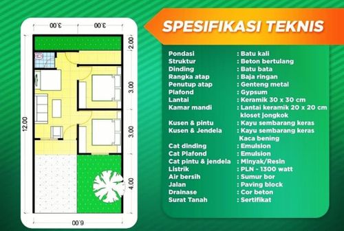 foto denah rumah tipe 36/72 perumahan Griya Beringin Indah
