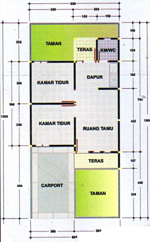 foto denah rumah tipe 38/78 perumahan BUKIT KETAPANG
