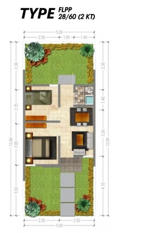 foto denah rumah tipe 28/60 perumahan Puri Harmoni Cikasungka