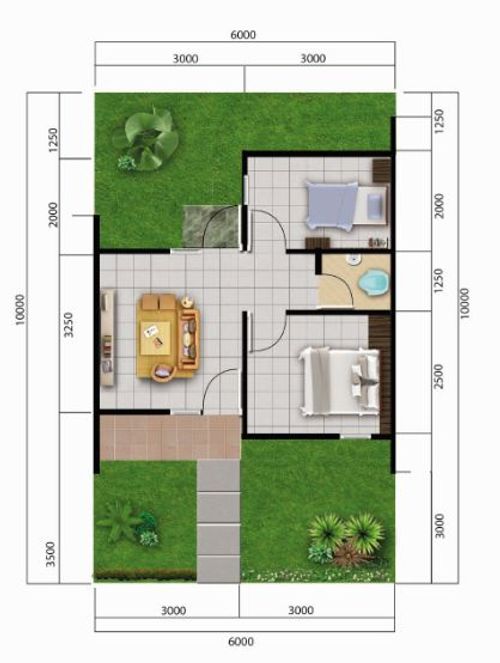 foto denah rumah tipe 27/60 perumahan Rajeg Gardenia