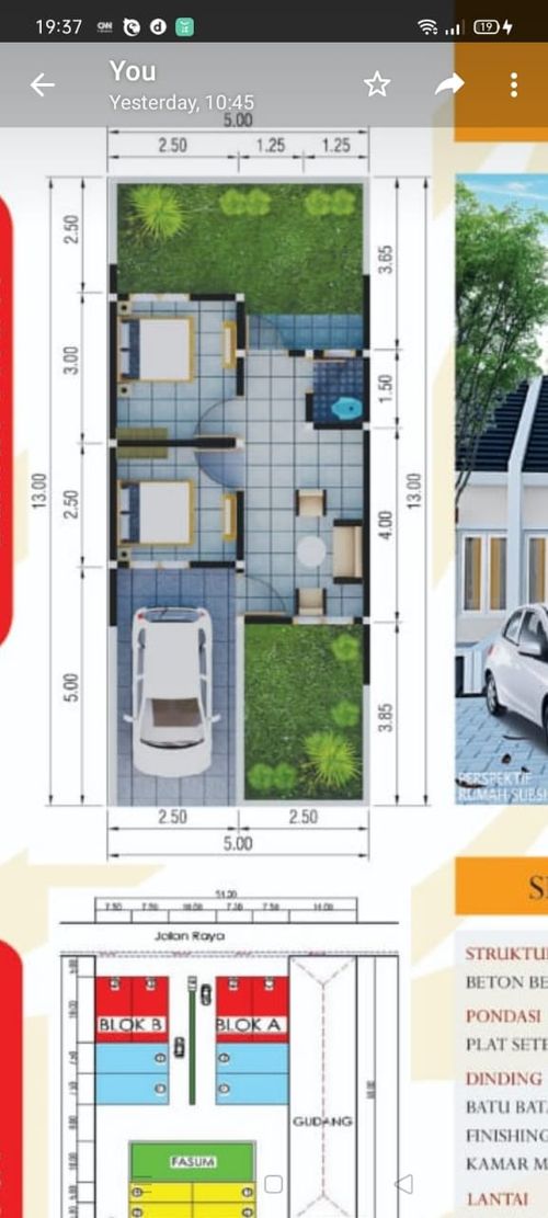 foto denah rumah tipe subsidi perumahan Griya Sumobito
