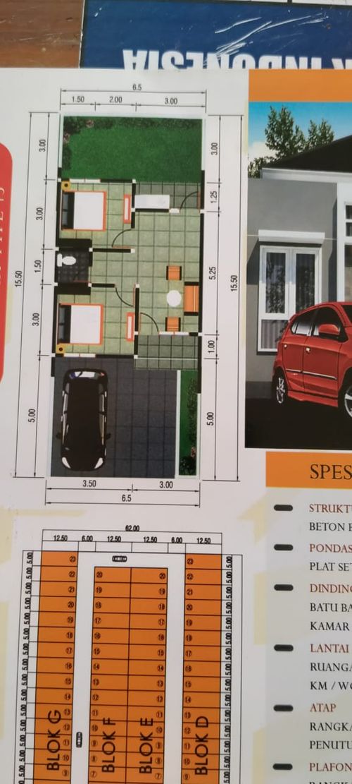 foto denah rumah tipe komersil 45 perumahan Griya Sumobito
