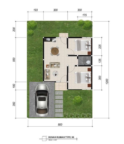 foto denah rumah tipe 36 perumahan SPP Ranomeeto Regency V