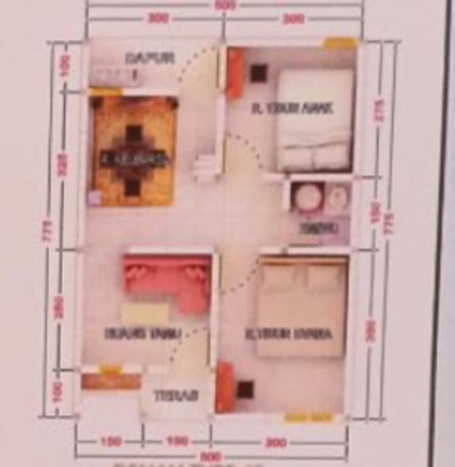 foto denah rumah tipe 36 perumahan pondok indah boya baliase