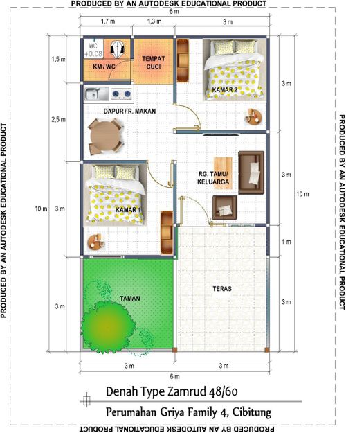 foto denah rumah tipe Zamrud perumahan GRIYA FAMILY 4 CIBITUNG 