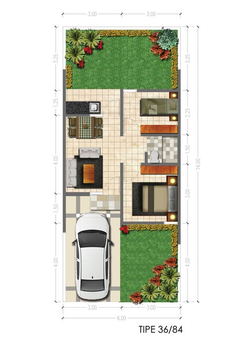 foto denah rumah tipe FRESSIA 36/84 perumahan Grand Pasir Nangka Tahap 1