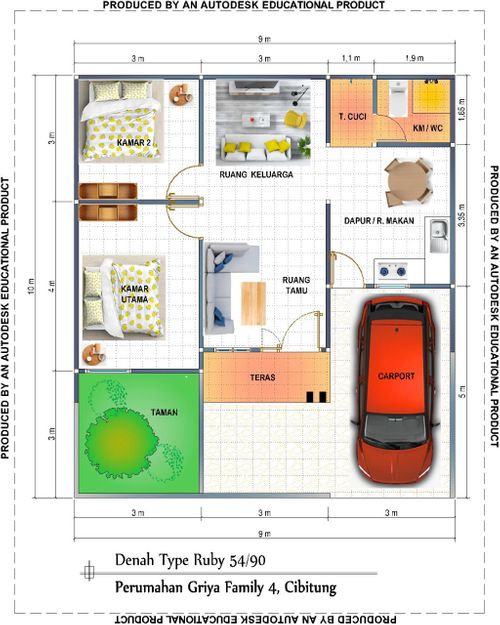 foto denah rumah tipe Ruby perumahan GRIYA FAMILY 4 CIBITUNG 