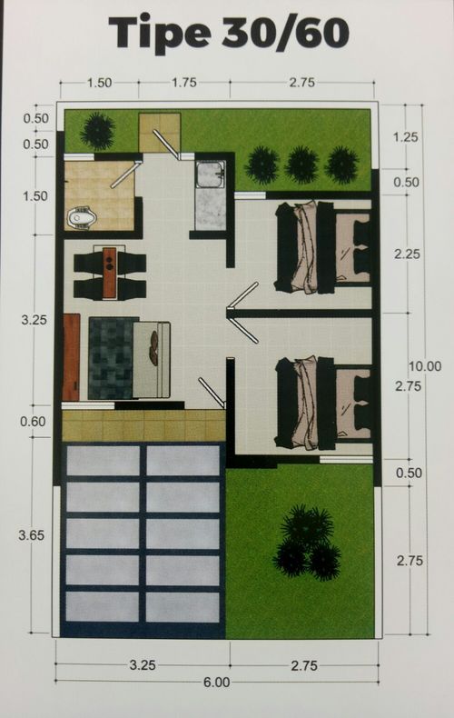foto denah rumah tipe 30/60 perumahan CIRUAS LAND