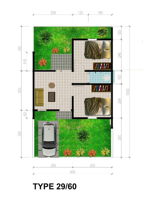 foto denah rumah tipe CEMARA 29/60 perumahan Bukit Rancamaya Residence