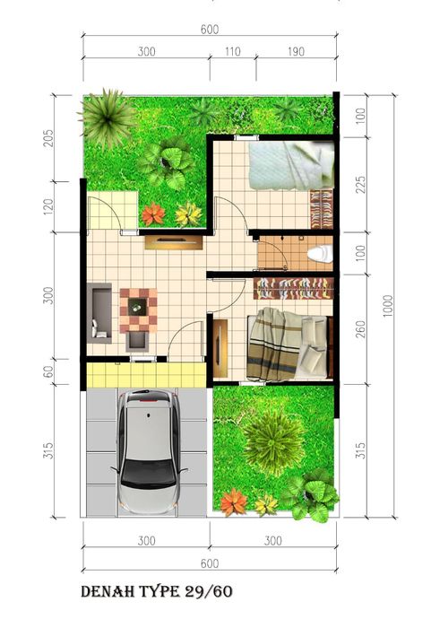 foto denah rumah tipe ALBASIA 29/60 perumahan Bukit Rancamaya Residence