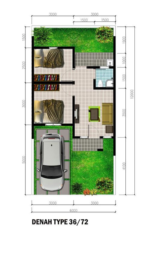 foto denah rumah tipe GRAND CENDANA 36/72 perumahan Bukit Rancamaya Residence