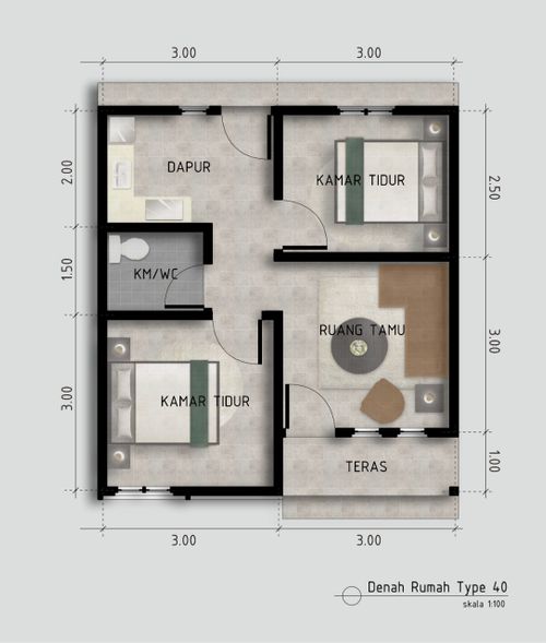 foto denah rumah tipe 36 perumahan Puri Gading Residence Surien